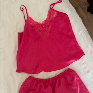Vintage Pink Lace Trim Camisole Set